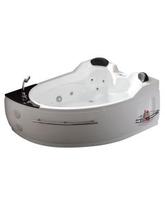 EAGO AM113ETL-L 5.5 ft Right Drain  Corner Acrylic White Whirlpool Bathtub for Two