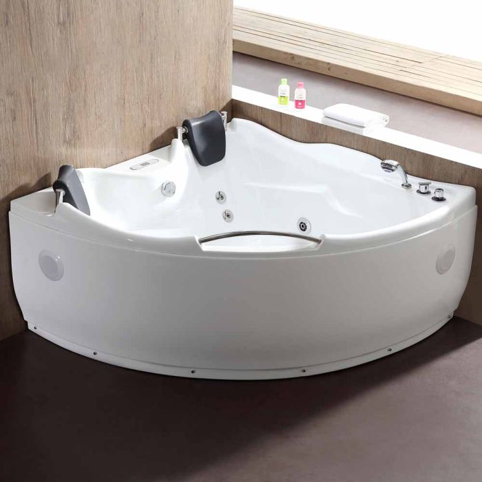 Corner Acrylic White Whirlpool Bathtub, 5 Whirlpool Bathtub