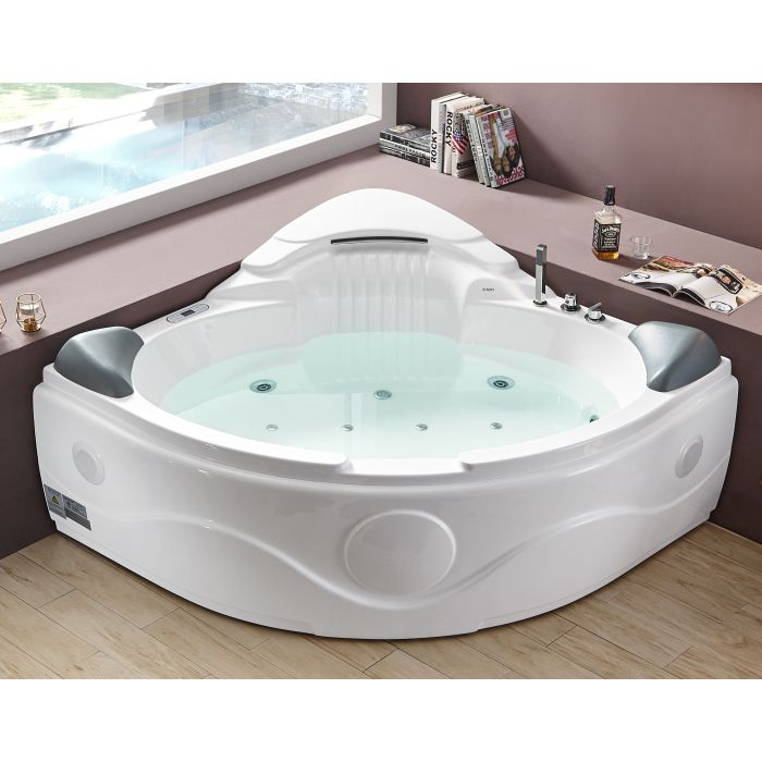 Eago Am505etl 5 Ft Corner Acrylic White, In Line Heater For Whirlpool Bathtub